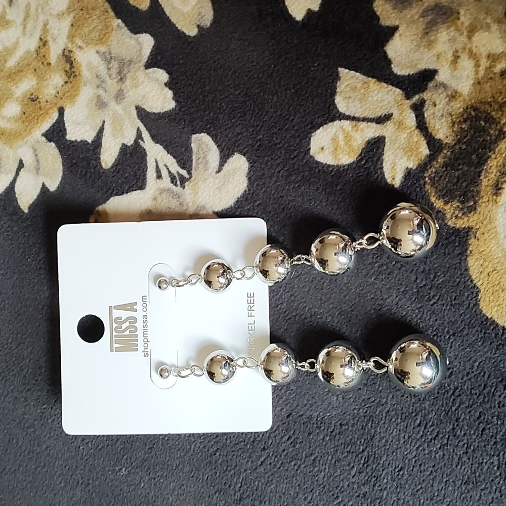 Silver dangle nickel free pierced earrings